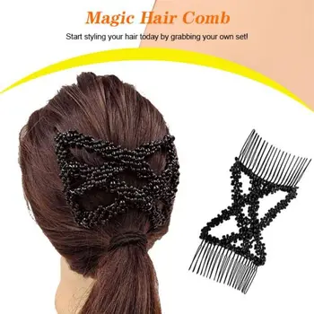 

Easy Fix Magic Hair Comb Elastic Hairpin Stretch Hair Comb Hot Sales Beaded Hair Magic Comb Clip Beads Pin Ladies Hair Comb