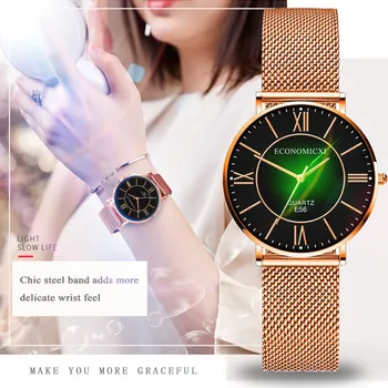 

Luxury Rose Gold watch Women Mesh Stainless Steel Bracelet Casual Quartz Wrist Watch Top Business female watch Montre Femme