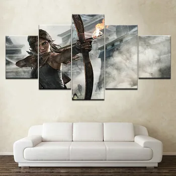 

Canvas Painting Dream Shadow of the Tomb Raider Game 5 Pieces Wall Art Painting Modular Wallpapers Posters Print Home Decoration