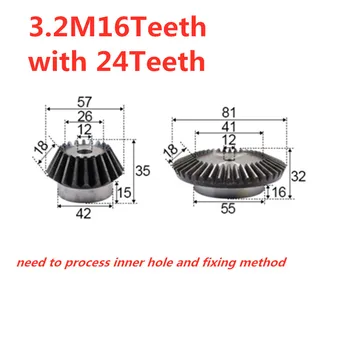 

1:1.5 bevel gear 3.2modulus 16teeth with 24teeth inner hole12mm 90 degree drive reverse steel gear steel gear