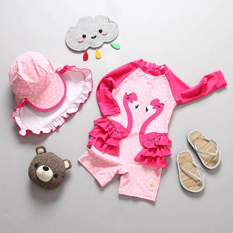 Children Swimming Suit Swimsuit Girl One Piece Long Sleeve UV Protection 2019 Kids Swimwear Child Baby Bathing Clothes for Girls