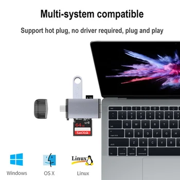 

6 in 1 Card Reader USB 3.0 Type C to SD Micro SD TF Adapter For Laptop PC Computer Phone OTG Cardreader Smart High-speed USB3.0