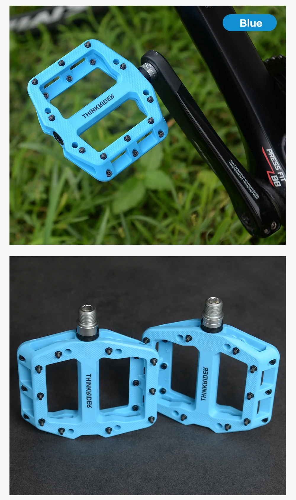 ThinkRider Ultraleicht 3 Lager Pedale Fahrrad Pedal Anti-slip Fußteil Lager Bike Zubehör – Detail 14