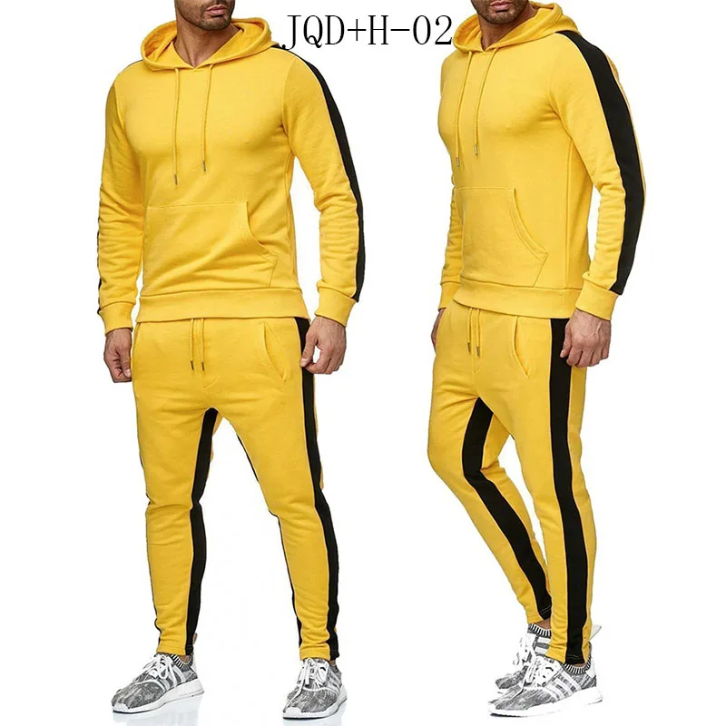 Najtaniej JQD + H 02 marka odzież męska modna, patchworka dres Casual Sportsuit mężczyźni bluzy bluzy odzież sportowa płaszcz + spodnie zestaw dla mężczyzn