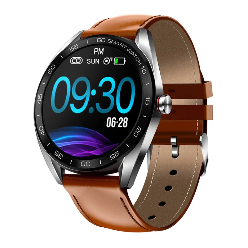 leather brown IP68 Водонепроницаемый сердечный ритм кровяное давление, умные часы K7 мультитач 1,3 дюймов полный круглый экран Шагомер Умные часы для мужчин и женщин - Цвет: leather brown