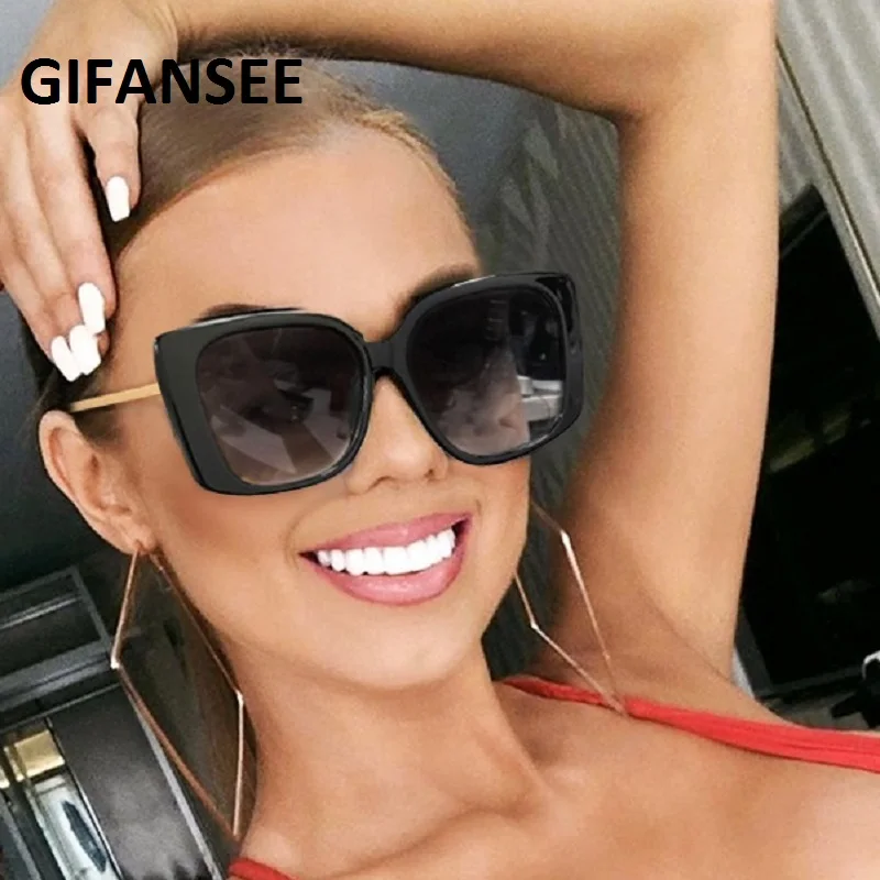 

GIFANSEE Oversized Square Sunglasses Women Luxury Brand Fashion gradient Clear Lens Men Gafas Shade eyeglass uv400 designer
