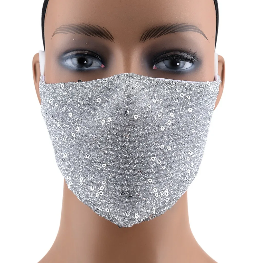 2pc Special Design Face Cover For Women Pm2.5 Outdoor Mouth-Mask Washable Reuse Face-Mask Sequins Protection mascarillas