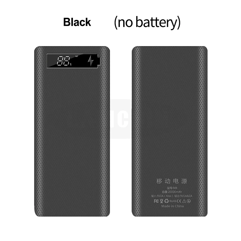 8*18650 Двойной USB внешний аккумулятор корпус батареи 5 В/2 а 10 Вт Быстрая зарядка DIY чехол для зарядного устройства для IPhone samsung с посылка - Цвет: Black digital
