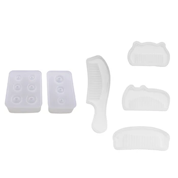 

6 Pcs Silicone Mold Diy Hand Craft Epoxy Resin for Jewelry Making Tools, 4 Pcs Comb Series Art & 2 Pcs Egg Ball Shape