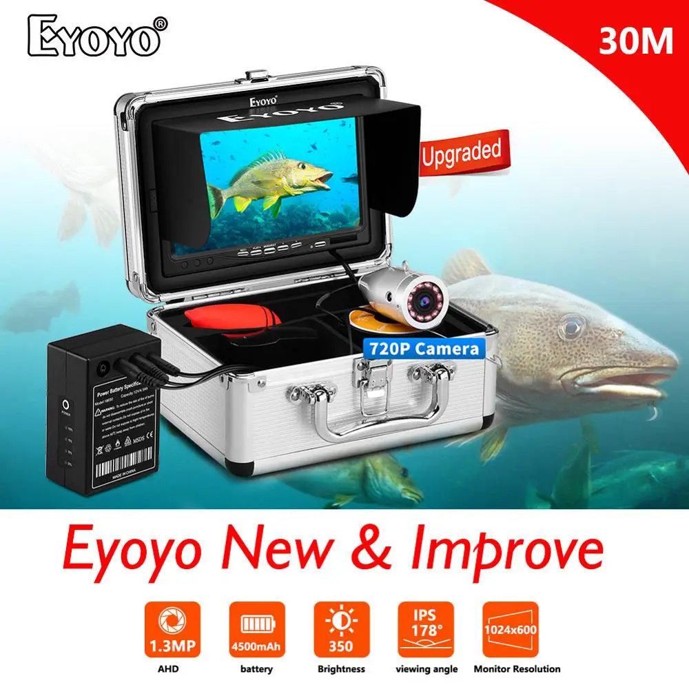 Eyoyo EF07H 15M 720P AHD Fish Finder Underwater Fishing Camera 7 inch  Monitor 12PCS LED Night Vision Fishfinder Camera Fishing - AliExpress