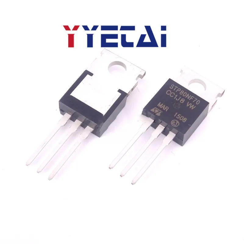 TAI 10PCS Inline STP80NF70 TO-220 80NF70 80A 70V MOS FET N-Channel New | Электронные компоненты и принадлежности