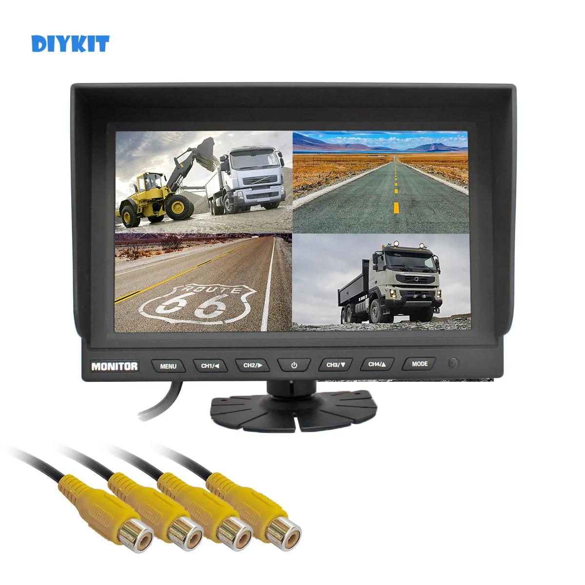 

DIYKIT 9inch Split Quad Display Color Rear View Monitor Car Monitor for Car Truck Bus RV Reversing Camera