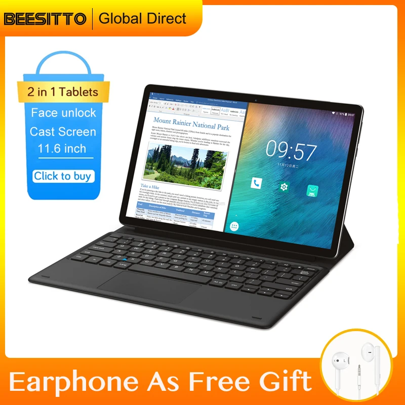 Nuevo 11,6 pulgadas 2 en 1 Tablet PC Android 8,0 OS MT6797 10 núcleos de tabletas PC 128GB ROM 4G LTE tablette планшет GPS portátil