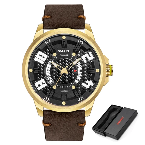 Mens Watches Waterproof Top Brand Luxury Calendar Fashion Male Clock Leather Sport Military Quartz Watch Men Wrist Watch