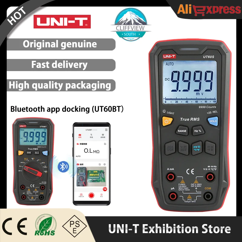 UNI-T Digital Smart Multimeter UT60S UT60BT 1000V AC DC Voltmeter Ammeter True RMS Capacitor Temperature Tester multimeter optical spectrum analyzer