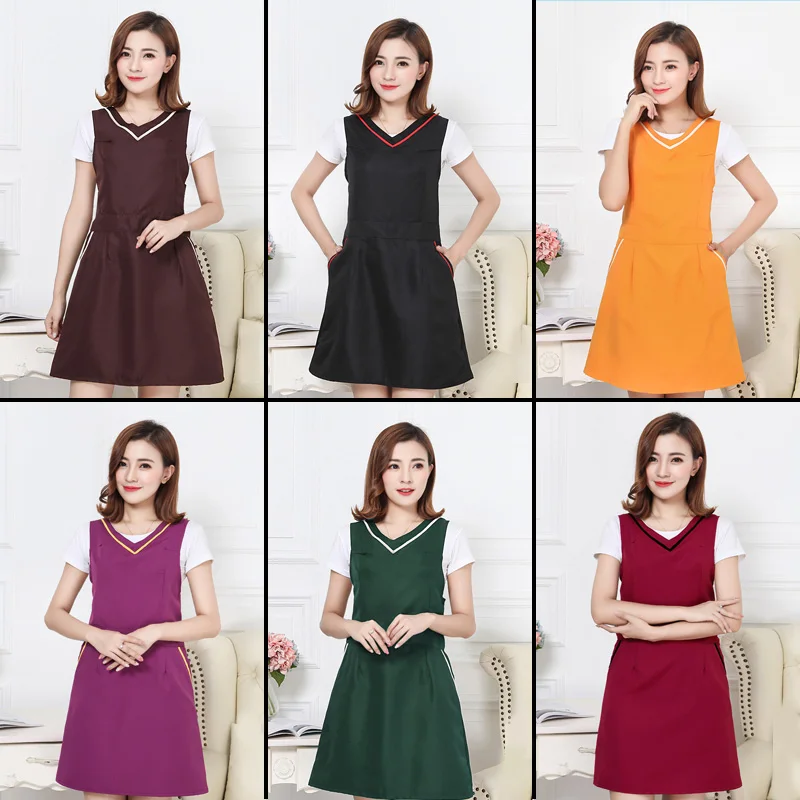 Coffee Shop Flower Shop Nail Work Waiter Apron Dress Household Overalls Brief Adult Sexy Girl Woman Apron Polyester With Pocket