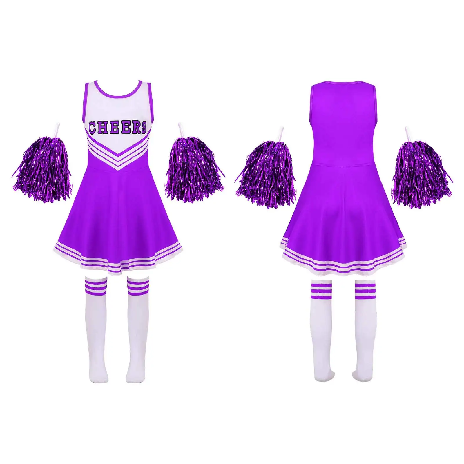 Kids clothing set, girls clothing set-Kid Girls Cheerleading Costumes, Uniform Letter Print Cosplay Roleplay Dress with Socks For School Girls Stage Performance Sets