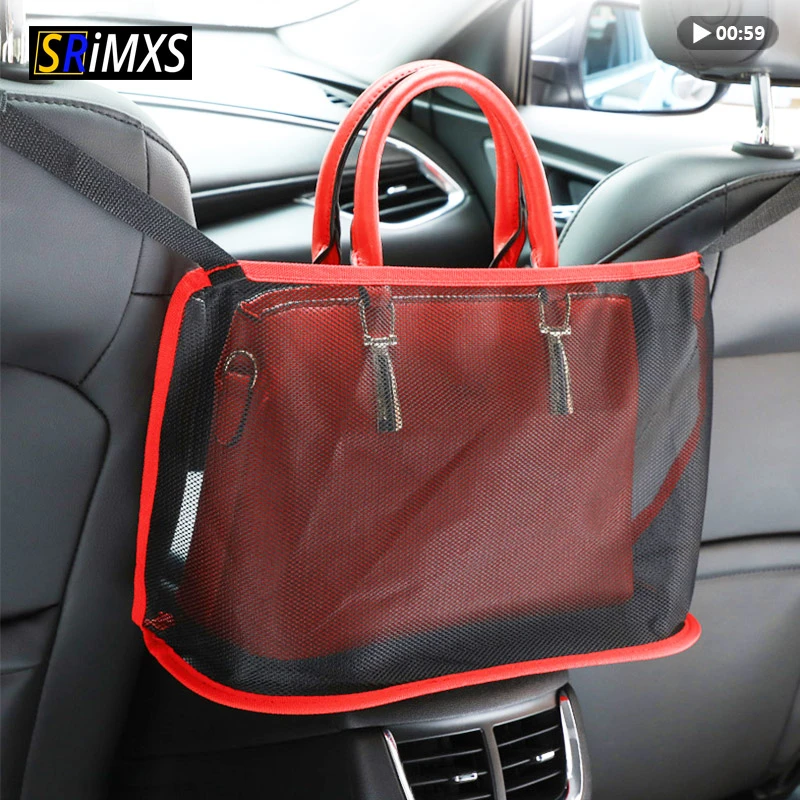 Car Net Pocket Handbag Holder Organizer Seat Side Storage Mesh Net Bag Universal 