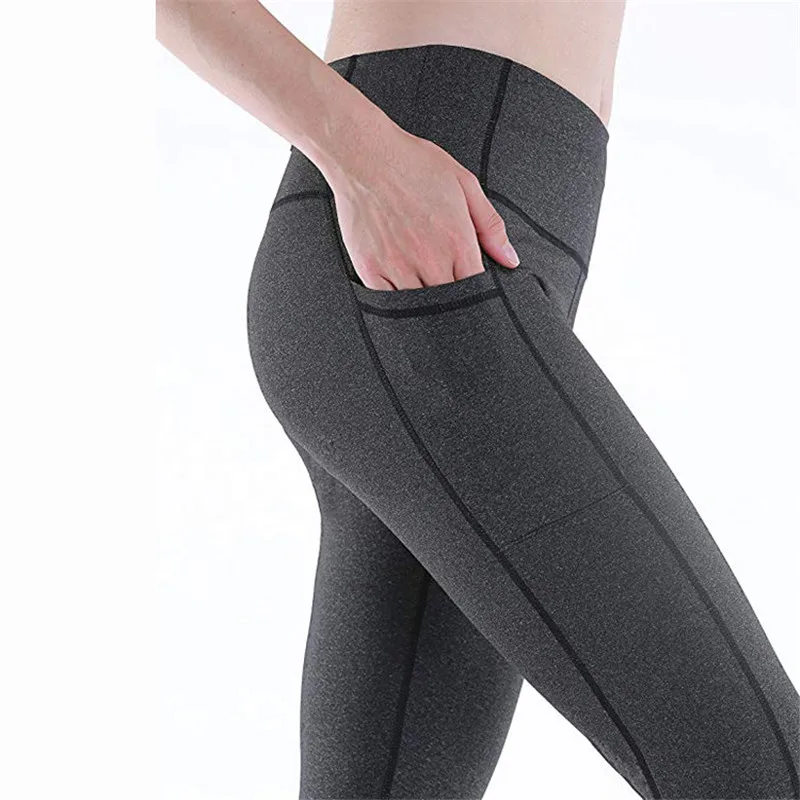 XXL размера плюс высокая талия карман женские штаны для йоги леггинсы для фитнеса одежда для спортзала быстросохнущие Капри черный тренировочный трек спортивная одежда