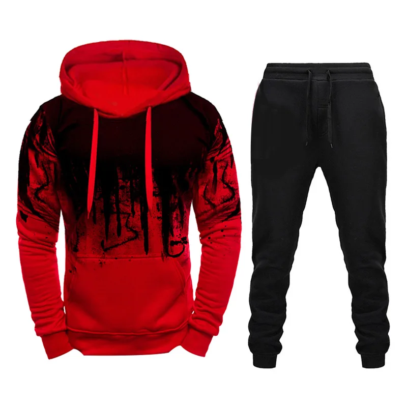 New Brand Tracksuit 2020 Fashion Hoodies For Men Sportswear Two Piece Sets Of Thick Hooded Pants 2