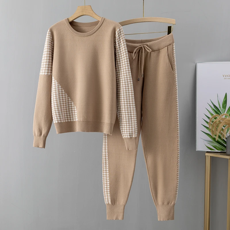 

YICIYA Pullover Sweater + Carrot Harem Pants Sporting Suit Female Jacquard Knit 2 Piece Set Tracksuits Fall Winter Basic Women