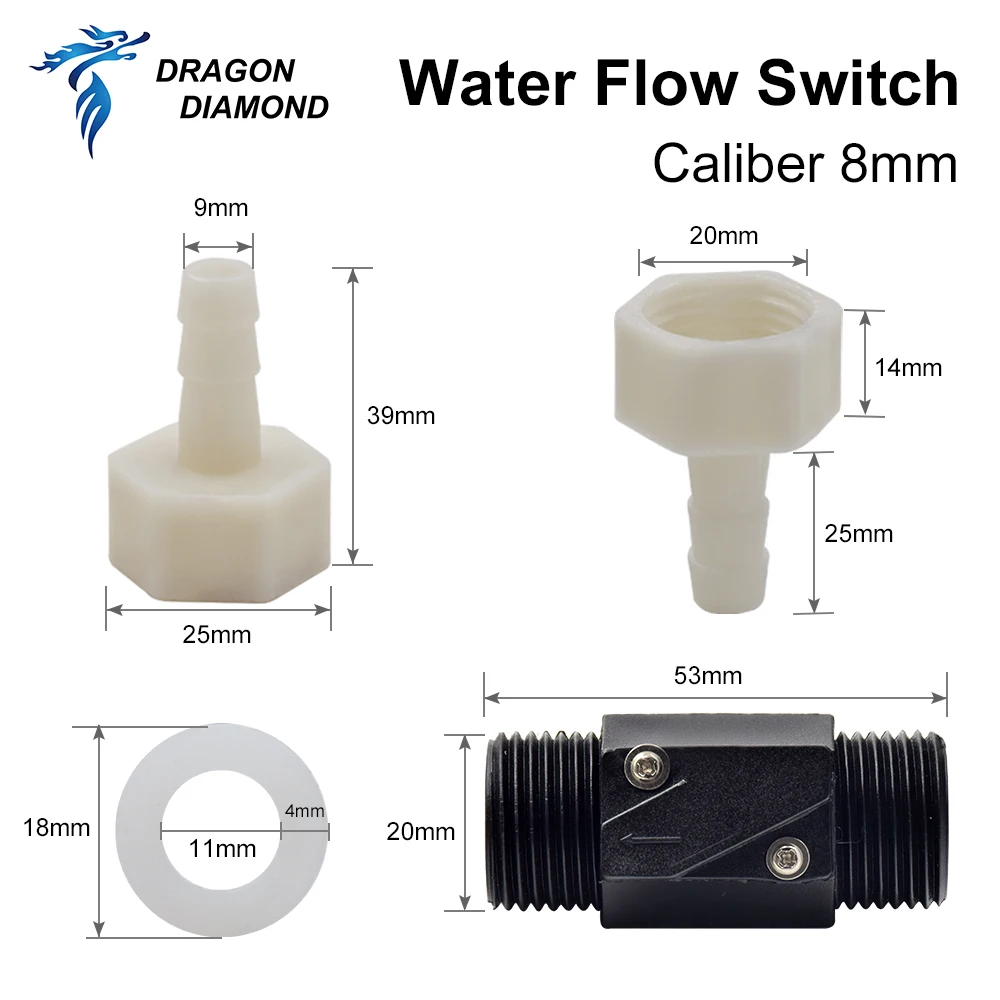 Water Flow Sensor Switch 8mm Nozzle G1/2" Pressure Controller Water Flow Sensor Meter DRAGON DIAMOND
