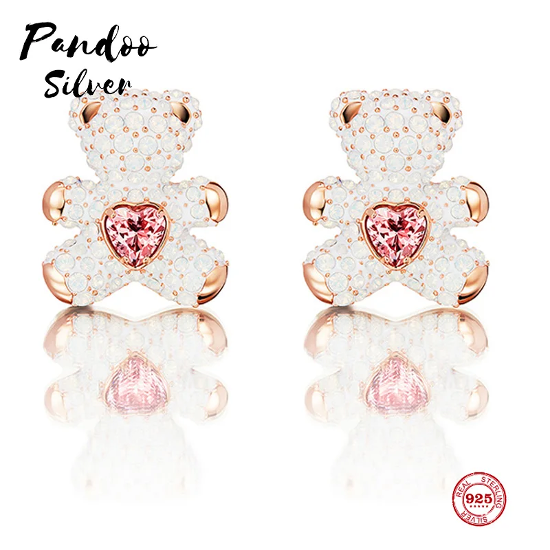 Модные Висячие Стерлинговое Серебро 1:1 копия, живой и милый детский медведь серьги женские роскошные ювелирные изделия Gif