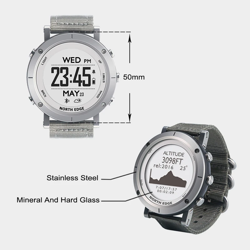 Умные наручные часы с пульсометром, спортивные часы Northedge, будильник, 50 м, водонепроницаемые светодиодные цифровые мужские часы, люксовый бренд, мужские часы
