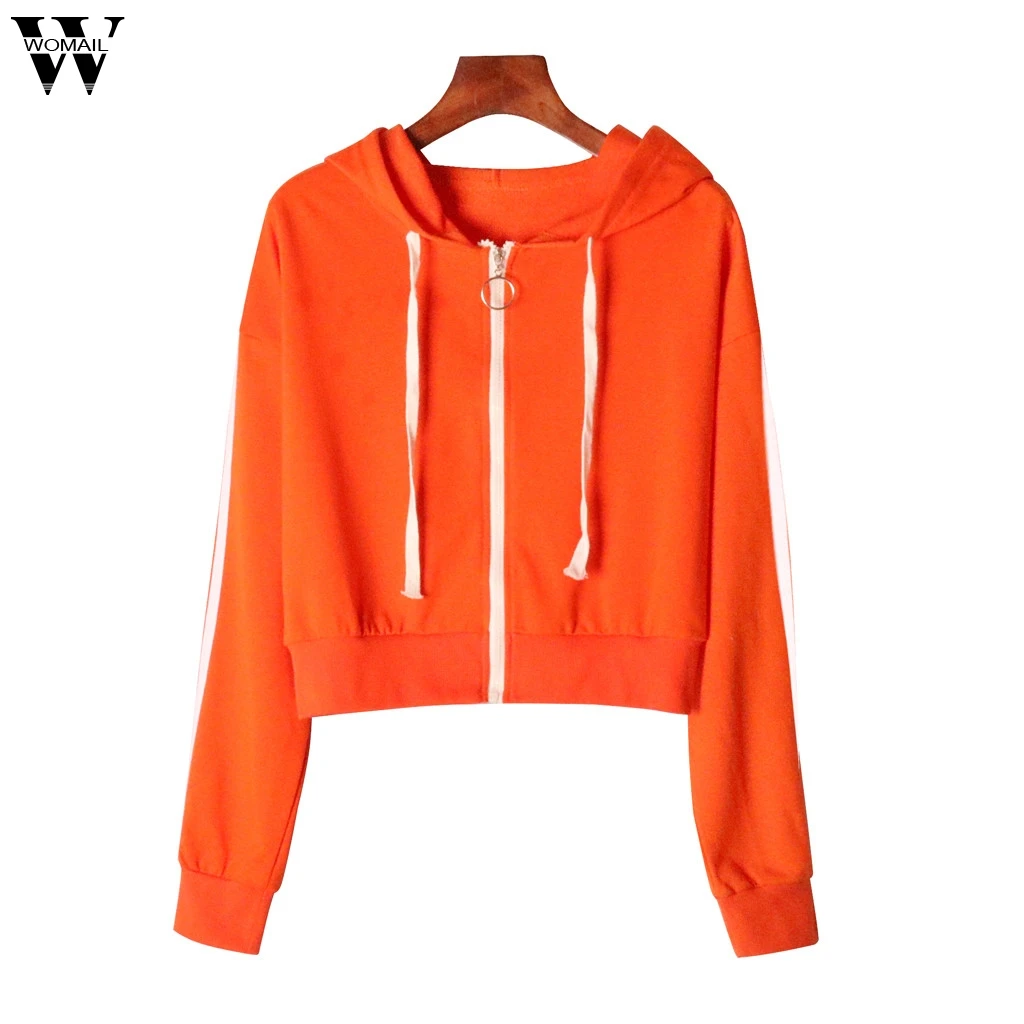 

Womail Sweatshirts Women's Fashion Long Sleeve Zipper Overall Loose Autumn Sweatshirt Top Pure Women Hoodies Sweatshirt S-XL
