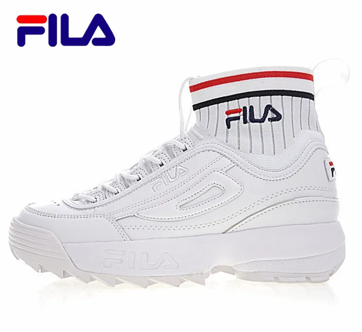 Fila Disruptor II EVO Sockfit Destroyer II Sawtooth Muffin Knitted Mid-Bottom white blue red Running Shoes