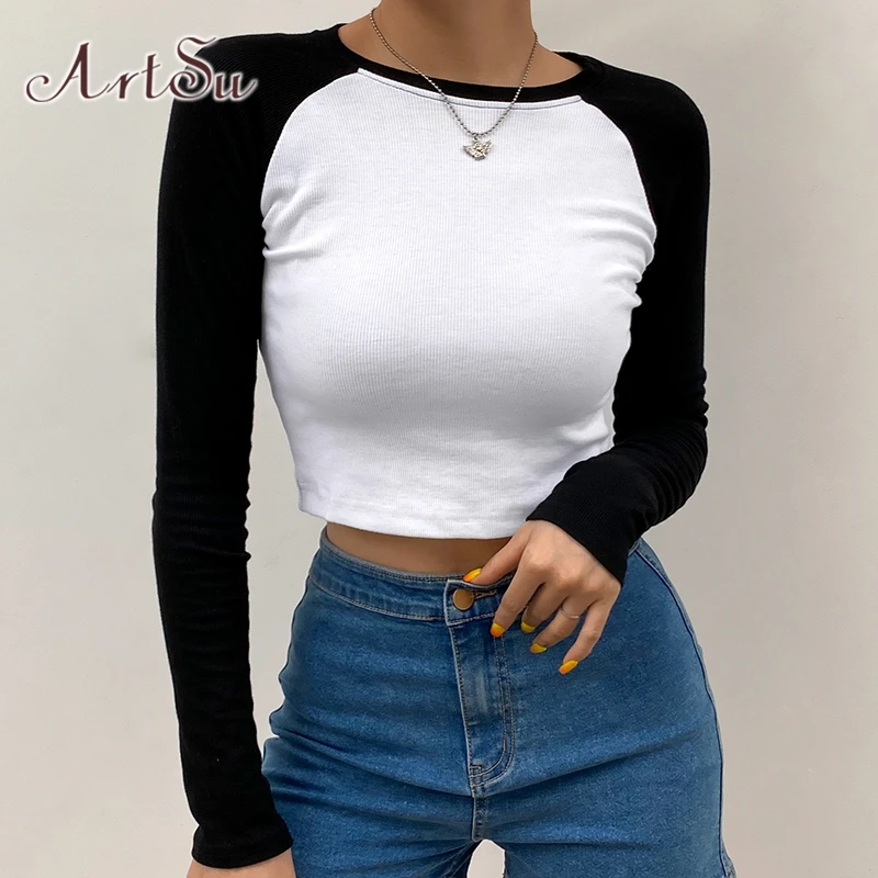 Artsu Long Sleeve Crop Top T Shirt 