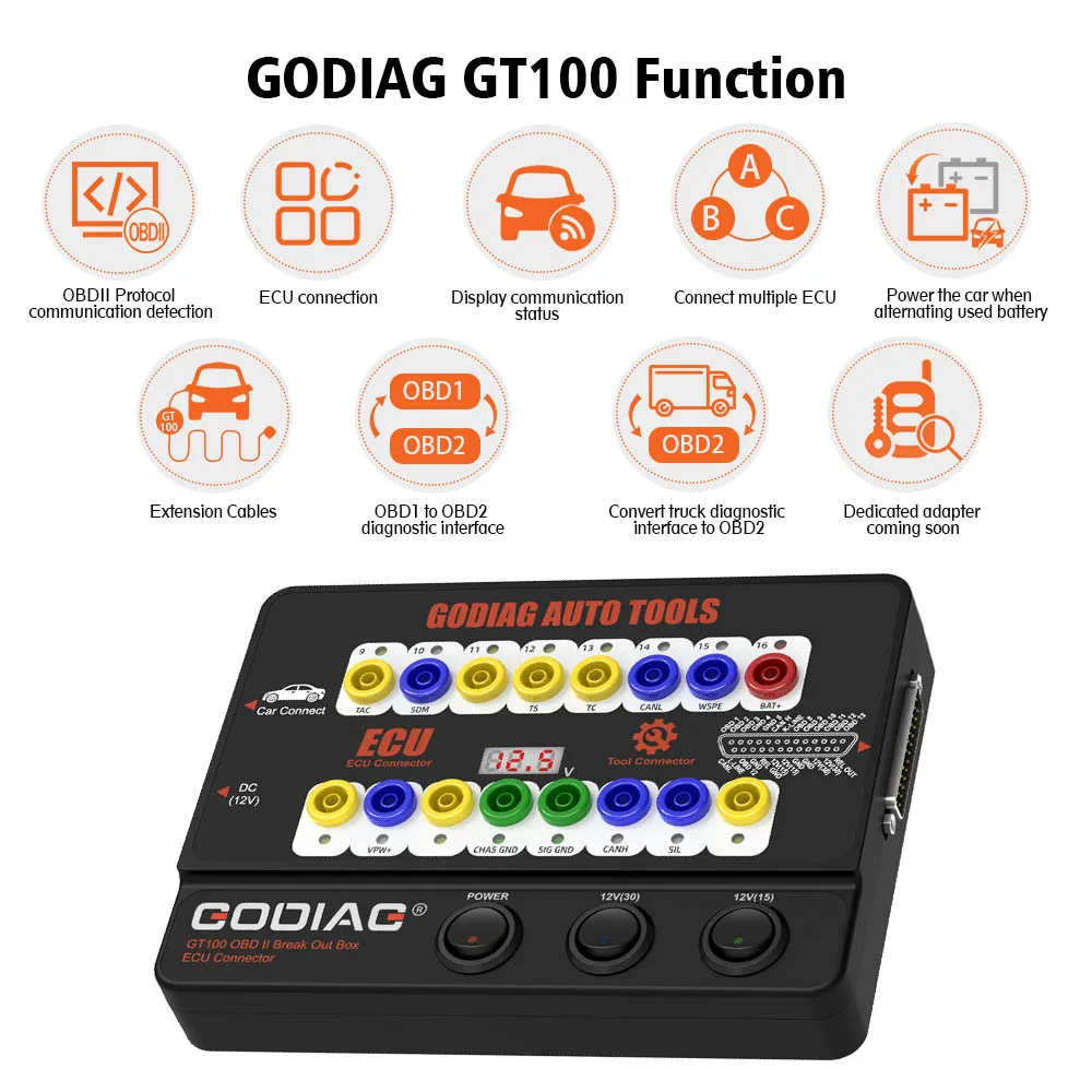 GODIAG GT100 AUTO TOOLS OBD II Break Out Box ECU Connector Plus Test Platform For BMW FEM / BDC / CAS4 CAS4+ Programming car obd adapter