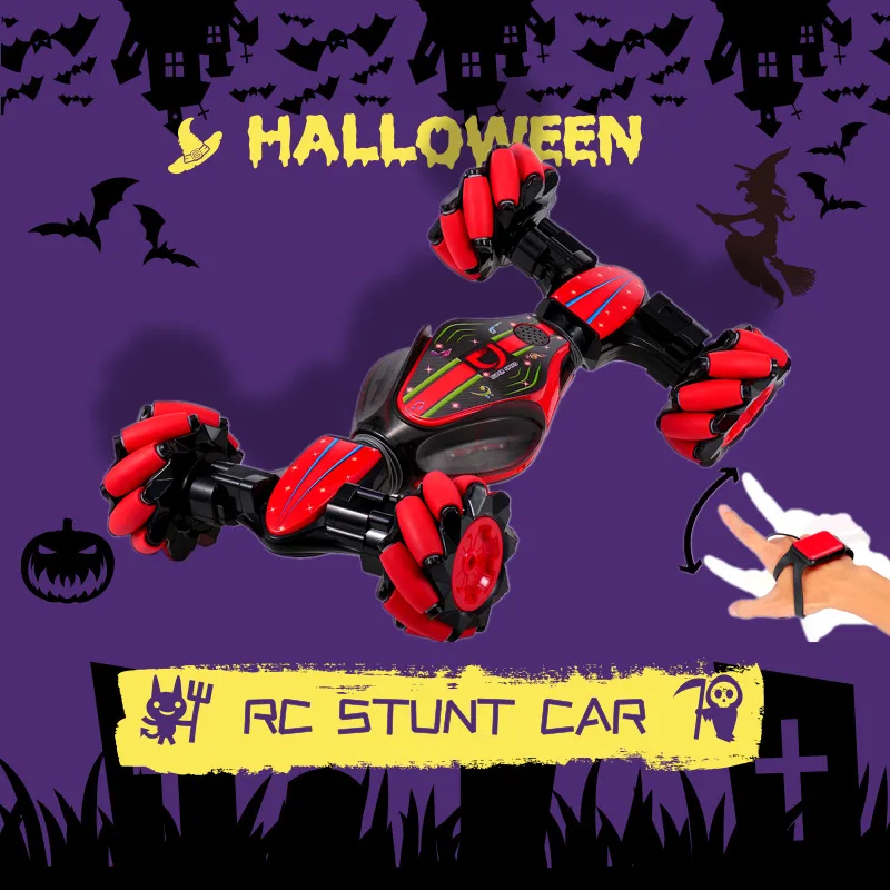 

RC Stunt Car With Lights 2.4GHz 4WD RC Off Road Car Deformable Car Gesture Sensor Watch Music Hallowmas Kids Gifts RC Toys