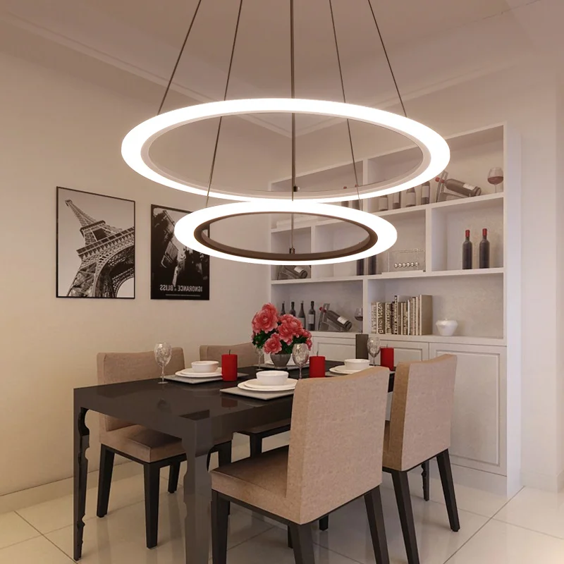 Black/White Modern LED Chandelier Lighting For Living Room Bedroom Dining Room Kitchen Round Acrylic Deco Chandeliers Home Lamp