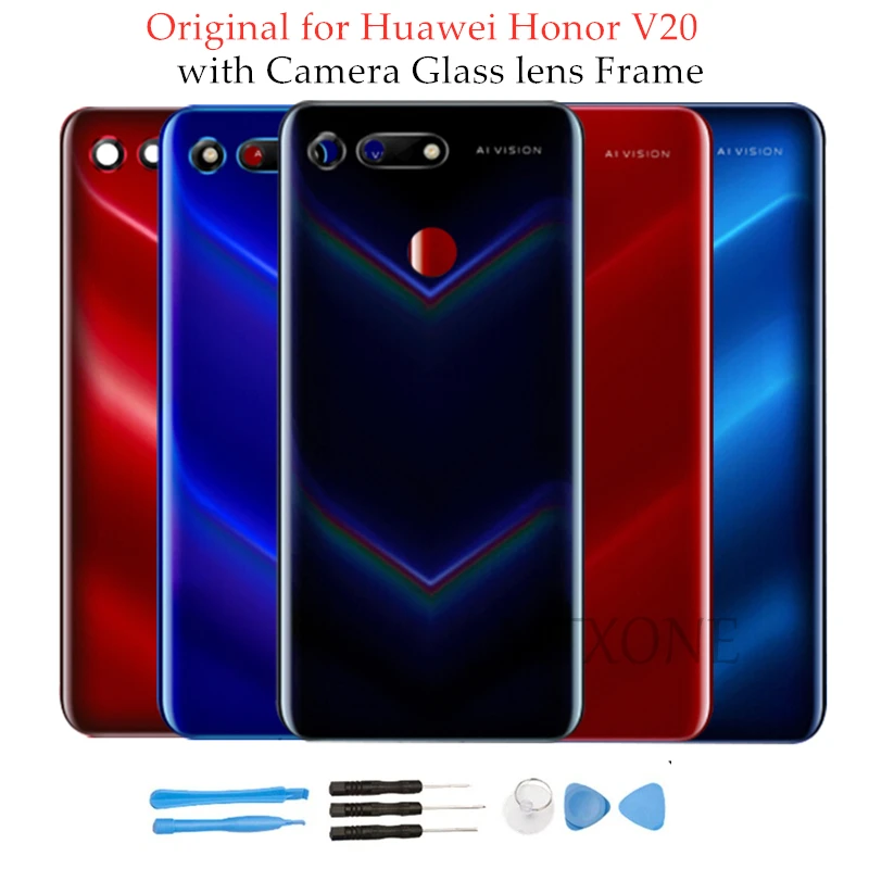 Для huawei Honor View 20 Задняя крышка батареи задняя крышка корпуса дверная камера стеклянная рамка объектива Запасная часть