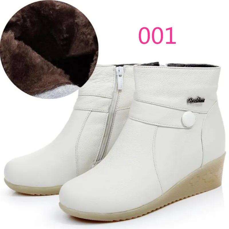 white 001 Г., новые модные зимние сапоги из натуральной кожи белые хлопковые зимние сапоги для медсестры теплые Нескользящие женские сапоги на танкетке - Цвет: white 001