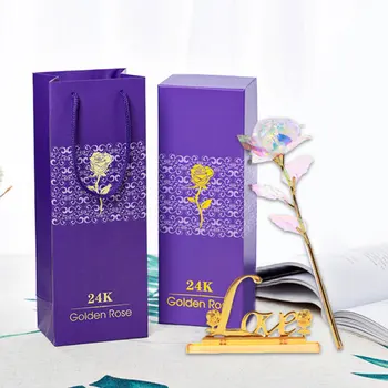 

24K Gold Foil Rose Artificial Rose Flower Birthday Valentine's Day Gift Home Decoration with Gift Box