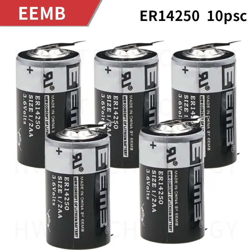 10pcs EEMB ER14250 1/2AA 3.6V 1200mAh Lithium Battery With leg Free Shipping | Электроника
