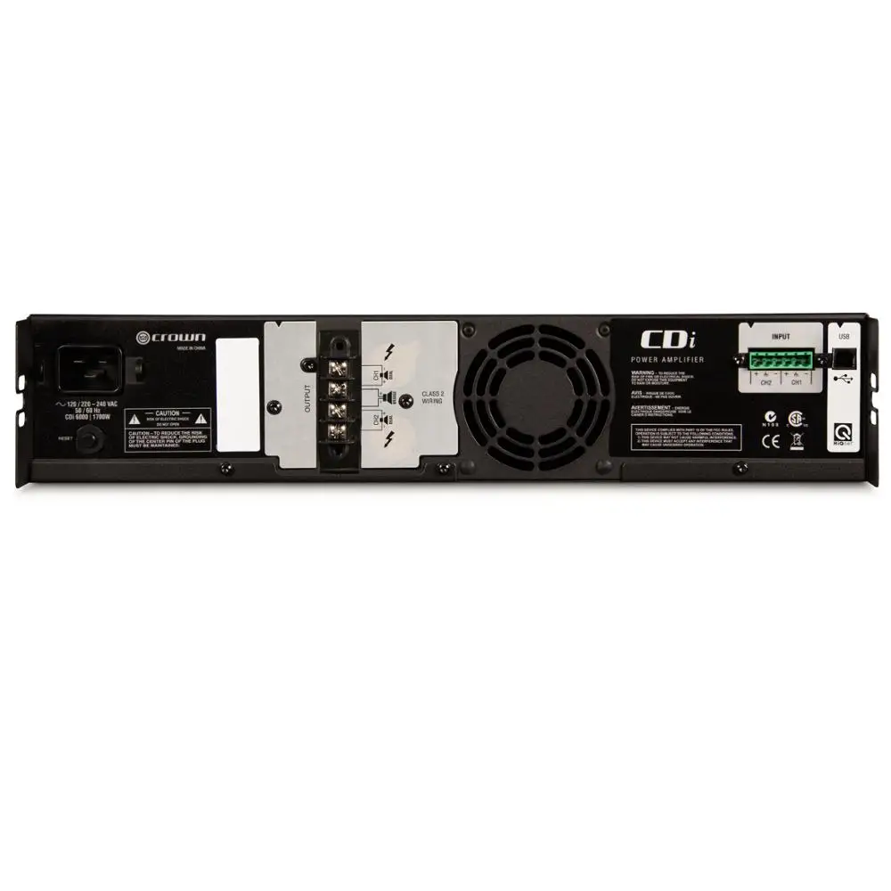 Crown CDi6000 2 채널 전력 증폭기, 온보드 DSP, 70V, 100V, 140V 작동, 사용자 정의 프리셋, 4 옴, 2100W