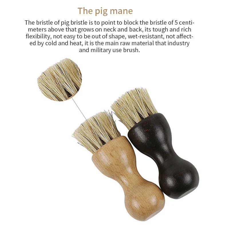 Деревянная щетка для обуви с ручкой натуральная щетина конский волос обувь блеск