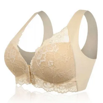 

Women Bra Thin Seamless Wire Free Bralette Adjustable Sports Front Closure Extra-Elastic Breathable Lace Trim Bra Sexy Underwear