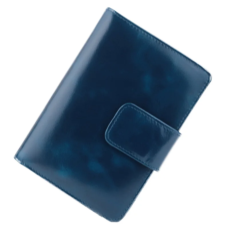 Женский кошелек из натуральной кожи, Обложка для паспорта, портмоне, держатель для карт, фиолетовый, ярко-розовый, темно-синий, черный, коричневый, масло, воск, коровья кожа - Цвет: Dark Blue