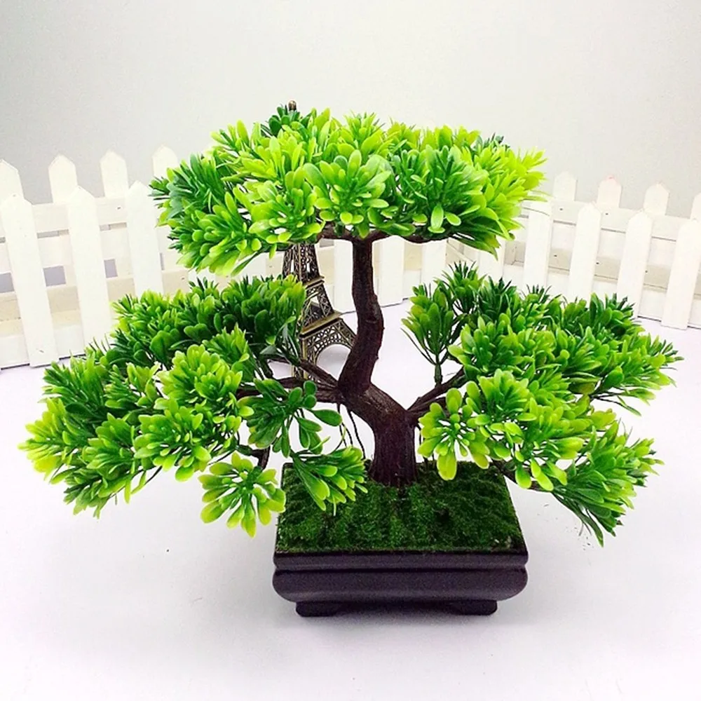 Искусственный бонсай дерево декоративные растения для аквариума зеленые пластиковые растения сосны украшения дома сада - Цвет: Green Bonsai
