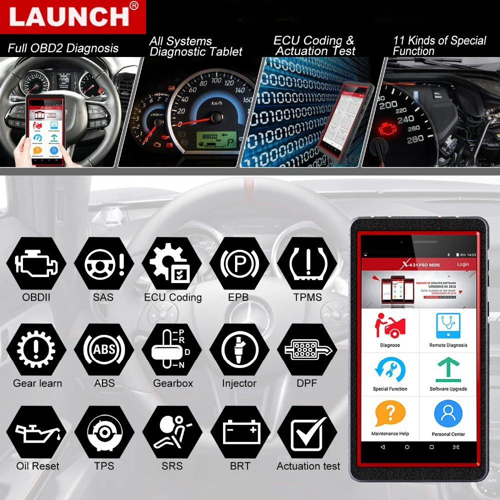 

LAUNCH X431 Pro Mini OBD 2 WiFi Bluetooth Full System Professional Automotive Scanner Pad Reset X431 V V+ Car Diagnostic Tool