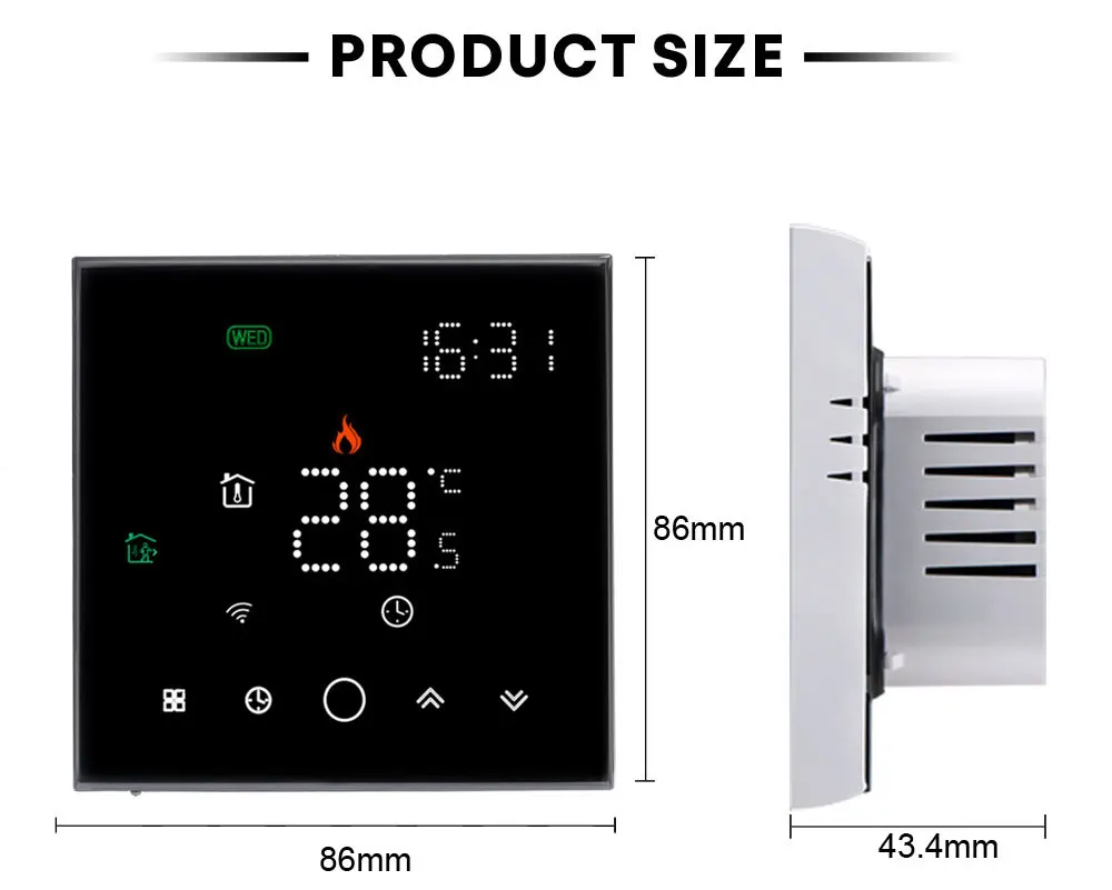 Élément Chauffant Chrome 300W Avec Thermostat Digital - Pour Radiateur Salle De Bain | Minuterie, Sécurité Surchauffe, Réglage Température