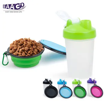 

1Set 2 in 1 Pet Dog Feeders Folding Cats Dogs Feeding Water Food Bottle Animal Travel Outdoor Foldable Bowls Cups Accessories