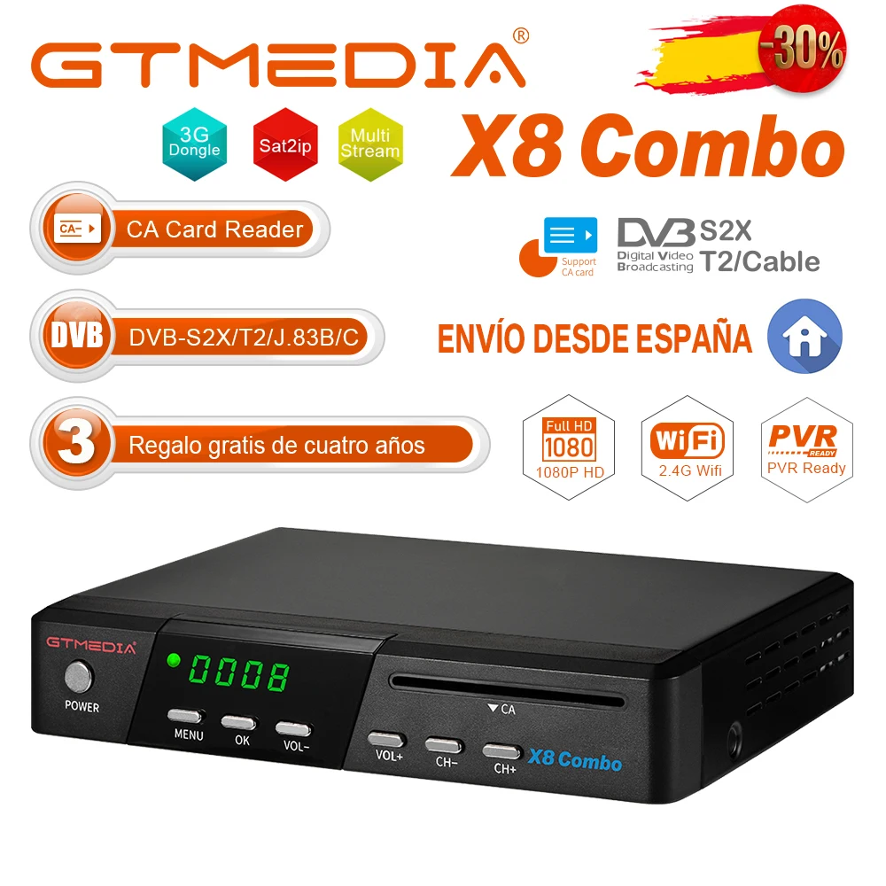 New GTMEDIA X8 COMBO 1080P Satellite TV Receivers DVB-S2/S2X/T2/Cable /J.83B HD Box Support H.265 CA Card Slot | Электроника