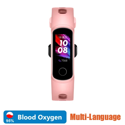 Huawei Honor Band 5i, смарт-браслет с кислородом крови, Смарт-часы, контроль музыки, пульсометр, монитор здоровья, новые часы с циферблатом, usb-разъем, зарядка - Цвет: Pink