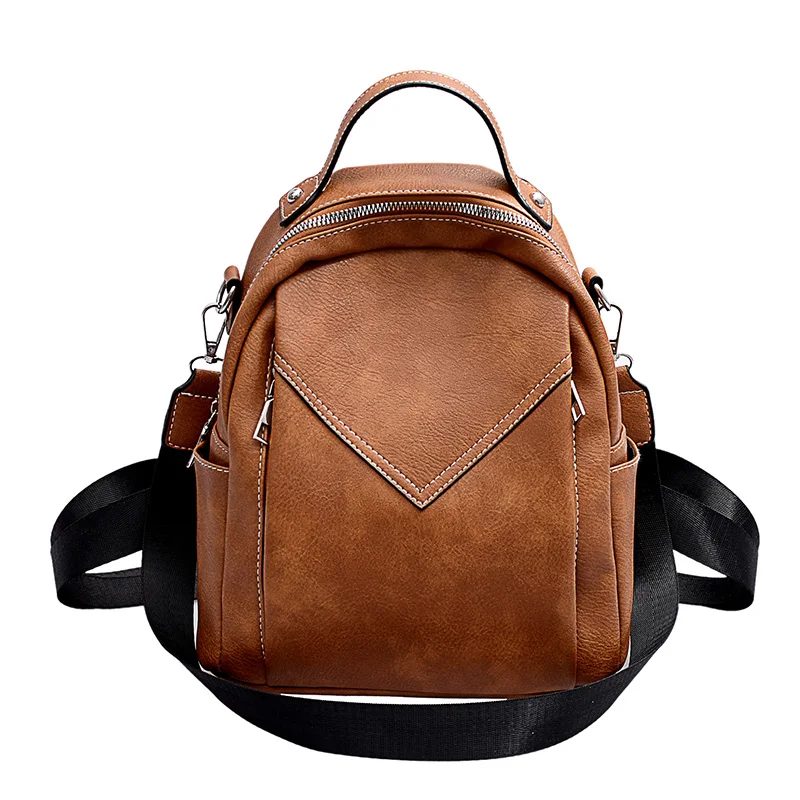 

Fashion Solid Color PU Leather Backpacks for Women Back Pack for School Teenagers Girls Large-capacity Multi-function Bookbag