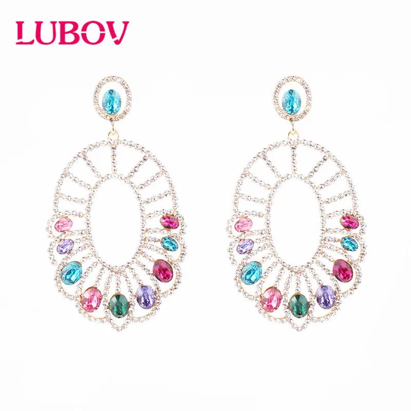 

New Crystal Opal Stone Waterdrop Drop Earrings Rhinestone Gold Color Piercing Earrings Women Wedding Jewelry Christmas Gift 2018